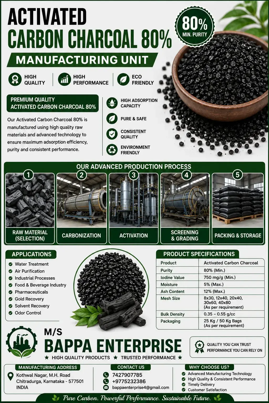 অ্যাক্টিভেটেড কার্বন চারকোল ৮০% datasheet
